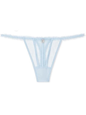 VICTORIA'S SECRET S DREAM ANGELS SHEER BLUE TULLE STRAPPY CHARM PANTIES NWT $30